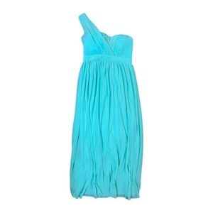 One-Shoulder Blue Chiffon Maxi Dress